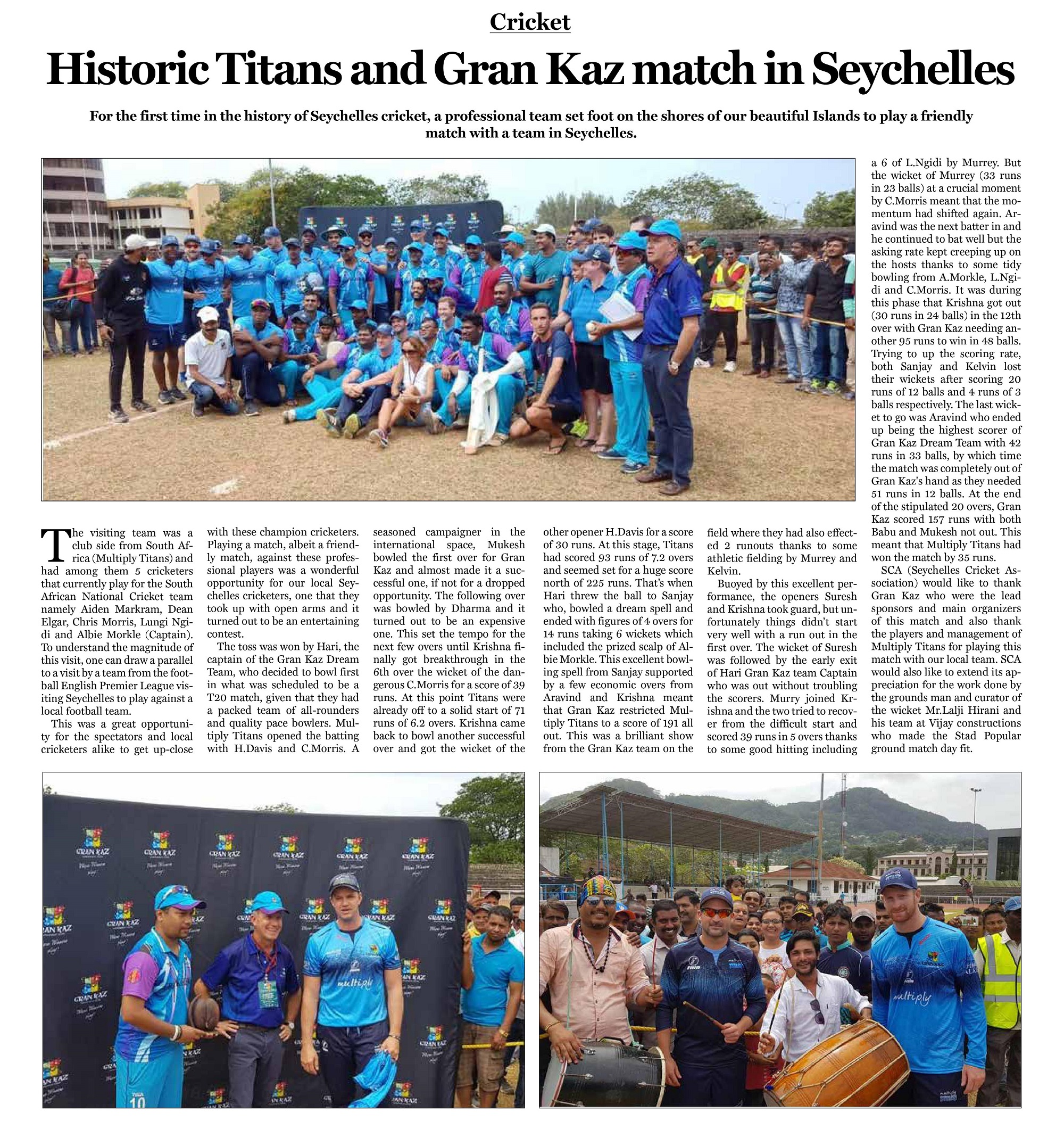 Historic Titans and Gran Kaz match in Seychelles